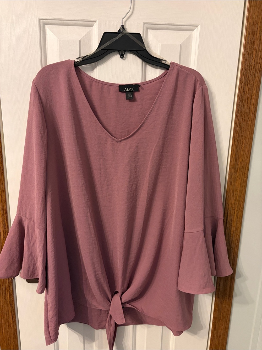 ALYX Dusty Rose Tie-Front V-Neck Blouse